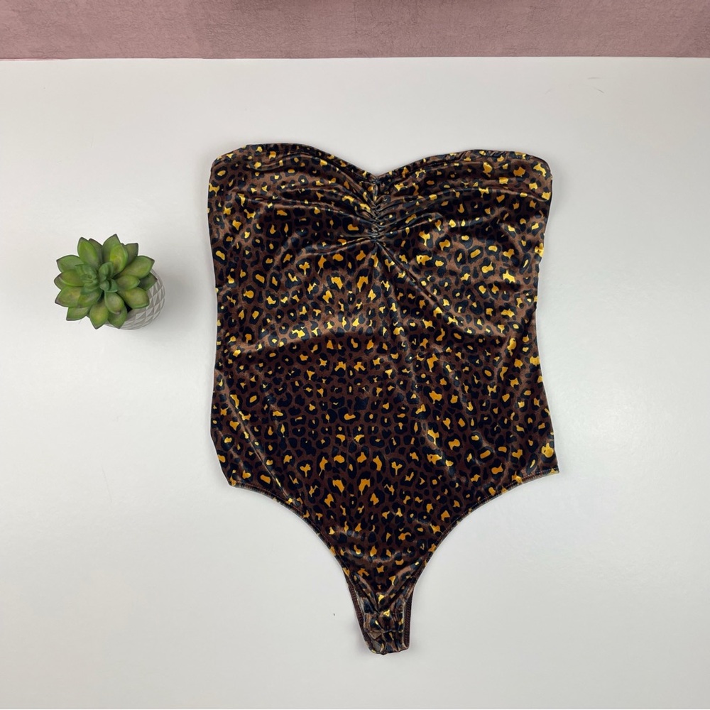 Fashion Nova Brown Black Leopard Animal Print Body Suit One Piece Women Large